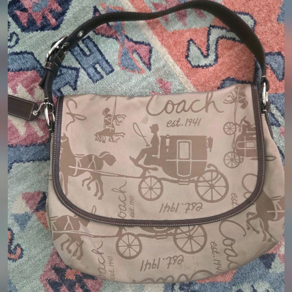Coach Carriage Print Hobo Bag